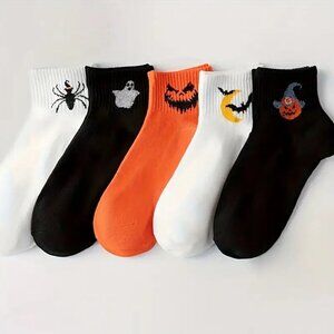 5 Pairs Halloween Socks - Festive Holiday Party Costume Accessories